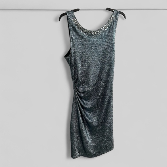 Alex Evenings NEW blue metallic jewel embellished midi gown size 16 Plus gems - Picture 1 of 11